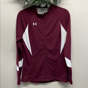 Under Armour All Season Gear Loose Fit Full Zip Warm Up Jacket Maroon Burgundy M